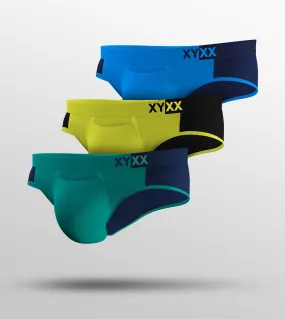 Dualist Modal Briefs Pack of 3 (Aqua Blue, Lime Yellow, Blue)