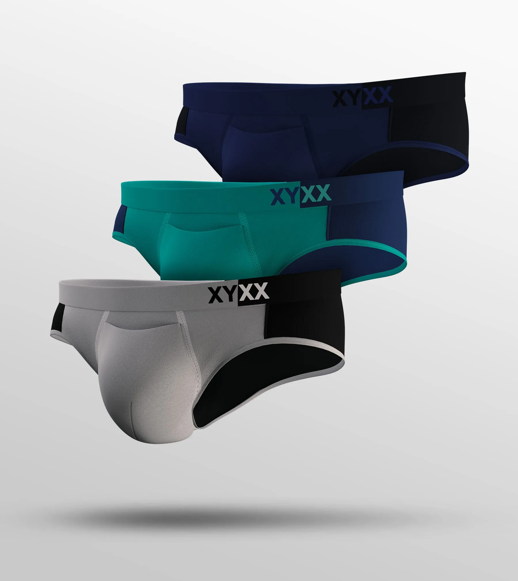 Dualist Modal Briefs Pack of 3 (Dark Blue, Aqua Blue, Grey)