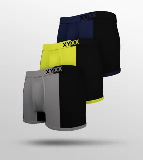 Dualist Modal Trunks Pack of 3 (Grey, Lime Yellow, Dark Blue)