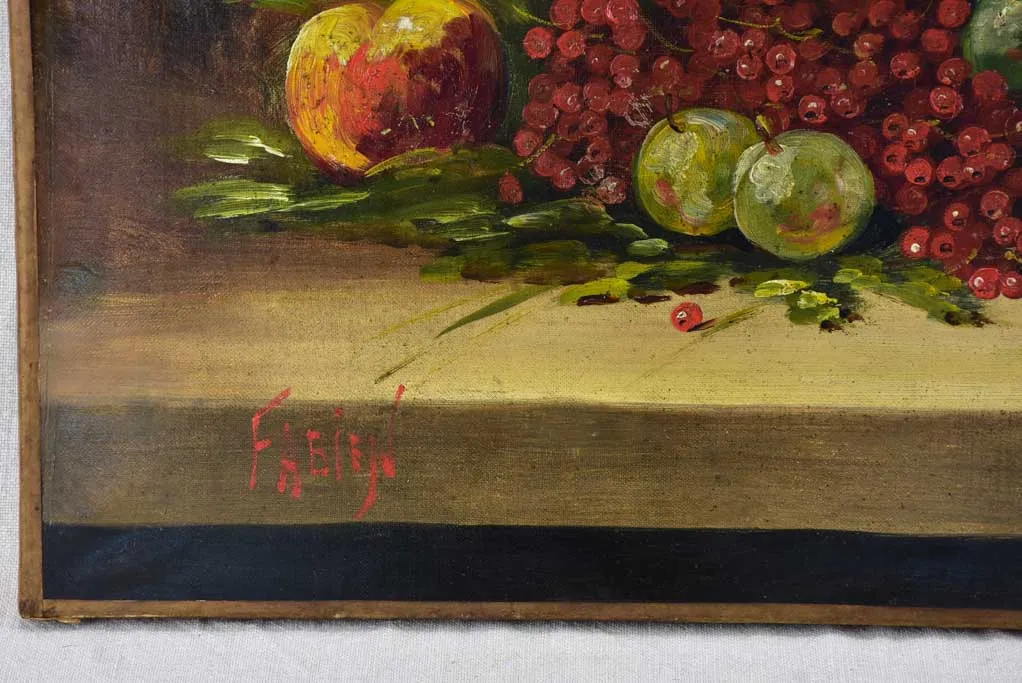 Early 20th Century French still life painting of a fruit basket - oil on canvas 25½" x 21¼"