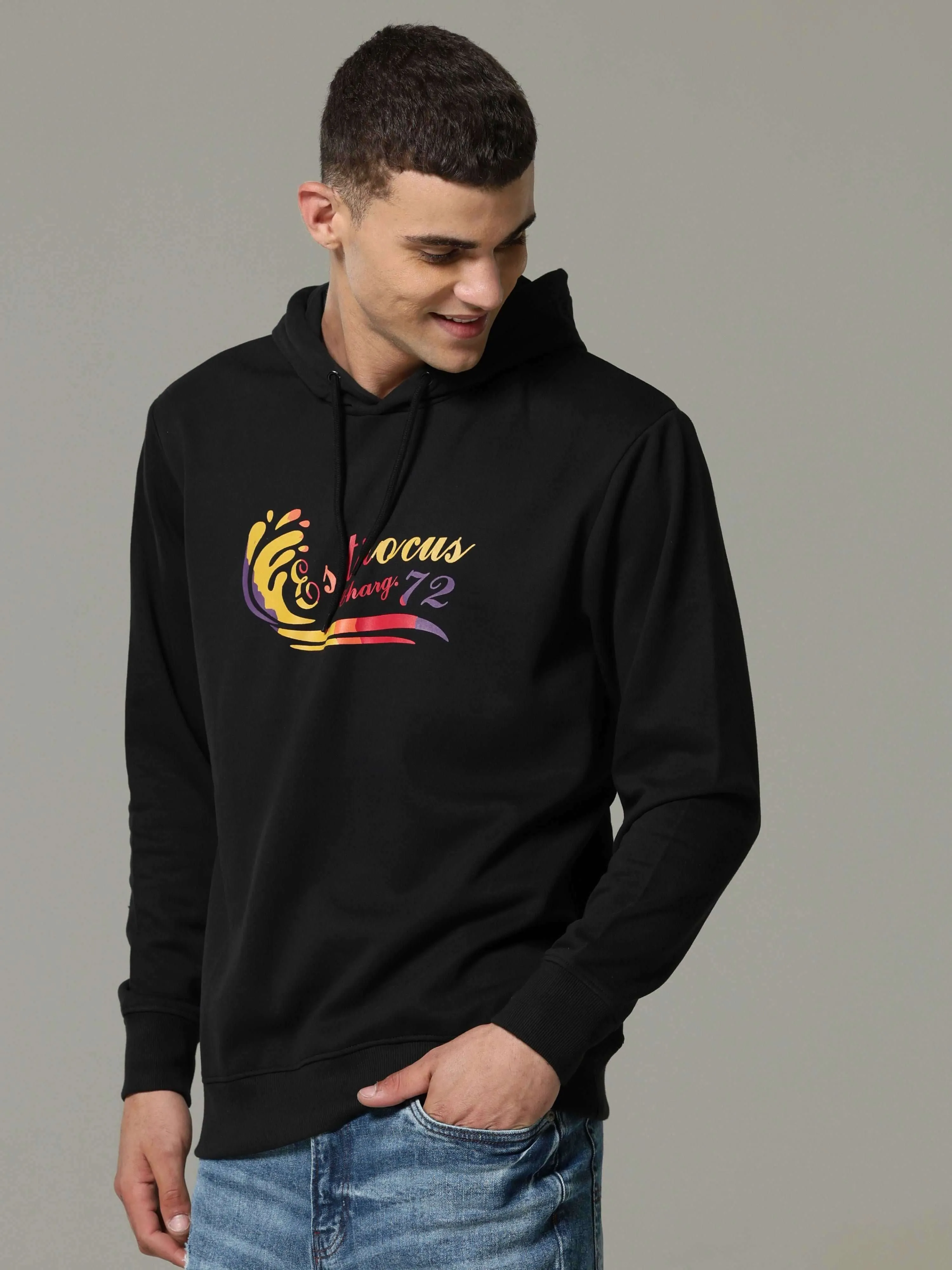 Eclipse Drawstring Black Hoodie