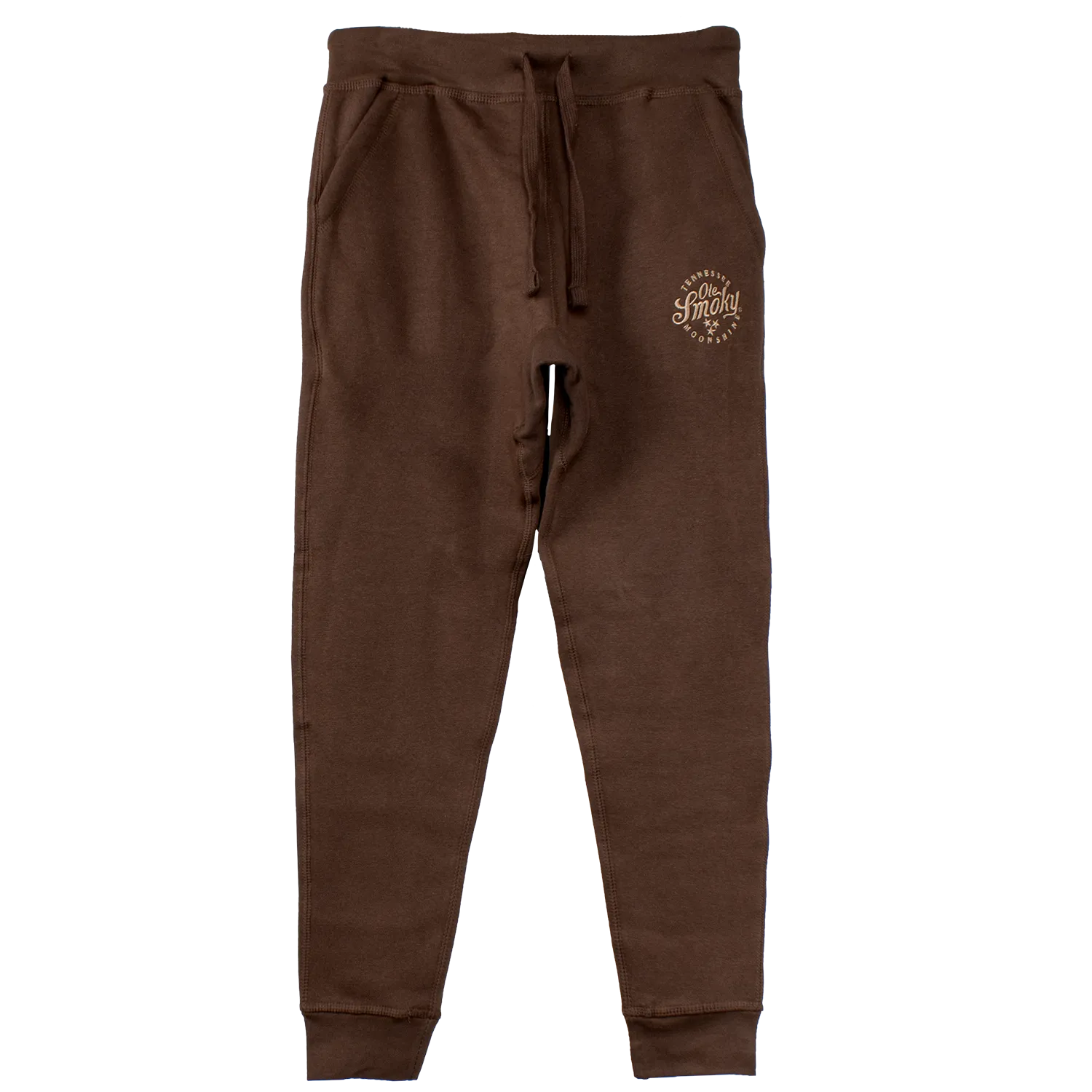 EMBROIDERED FLEECE JOGGERS - CHESTNUT