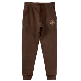 EMBROIDERED FLEECE JOGGERS - CHESTNUT