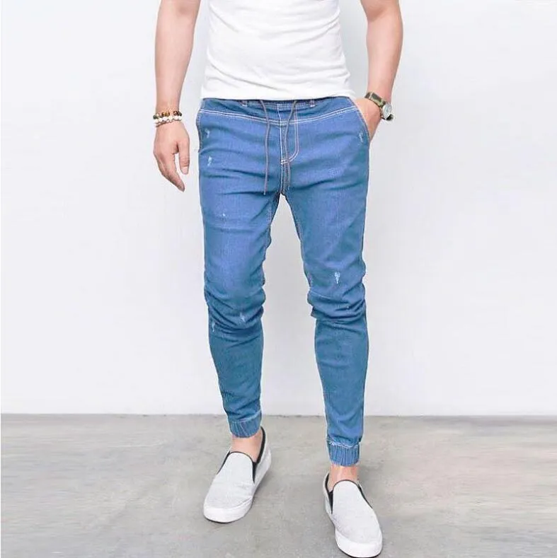 Envmenst Brand Fashion Men's Harem Jeans Washed Feet Shinny Denim Pants Hip Hop Sportswear Elastic Waist Joggers Pants