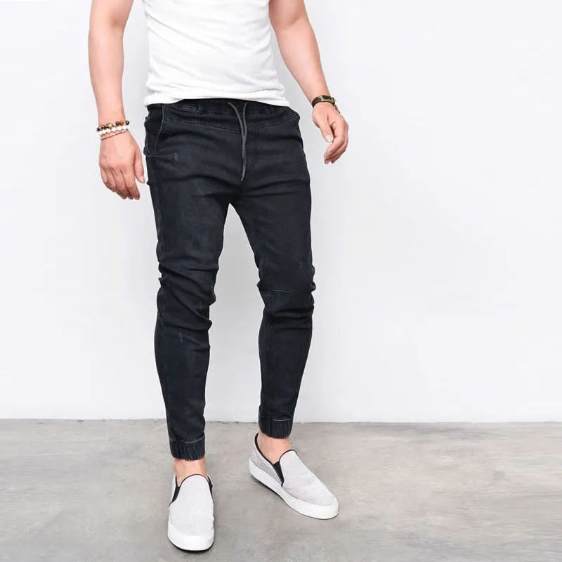 Envmenst Brand Fashion Men's Harem Jeans Washed Feet Shinny Denim Pants Hip Hop Sportswear Elastic Waist Joggers Pants