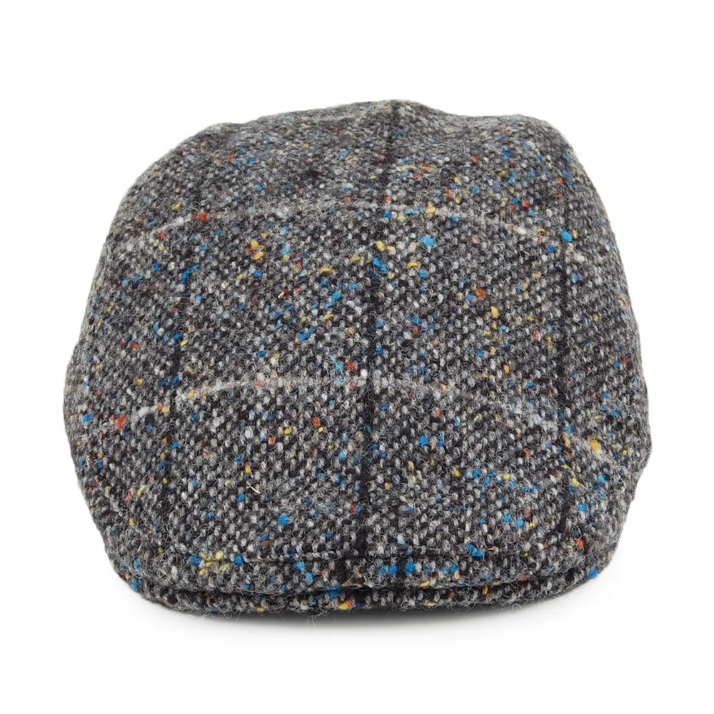 Failsworth Hats Oslo Donegal Tweed Windowpane Flat Cap With Earlaps - Grey Multi