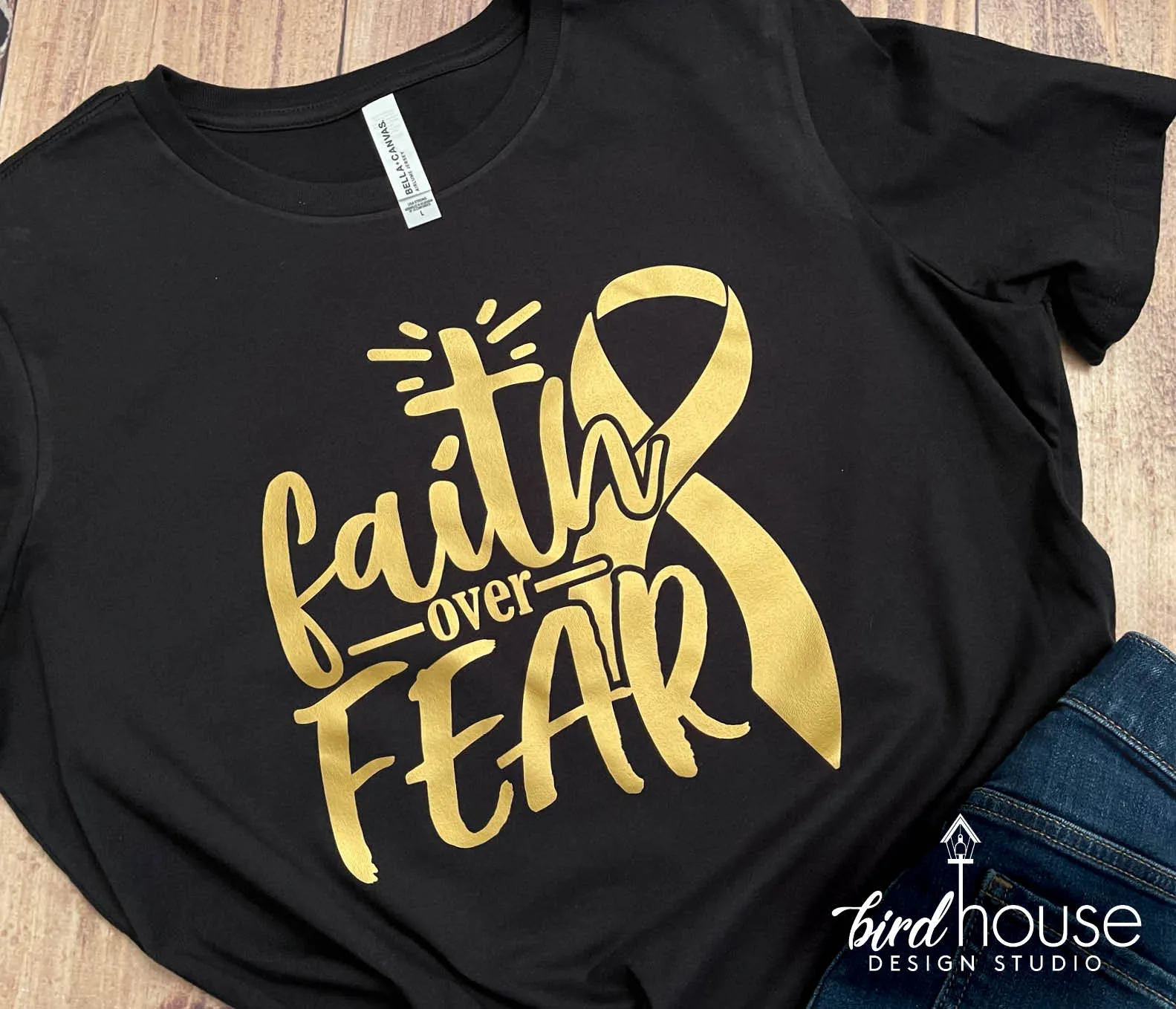 Faith over Fear Ribbon Shirt, Childhood Cancer Awareness