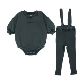 Farren and Me Washed Black Edge Overall Set