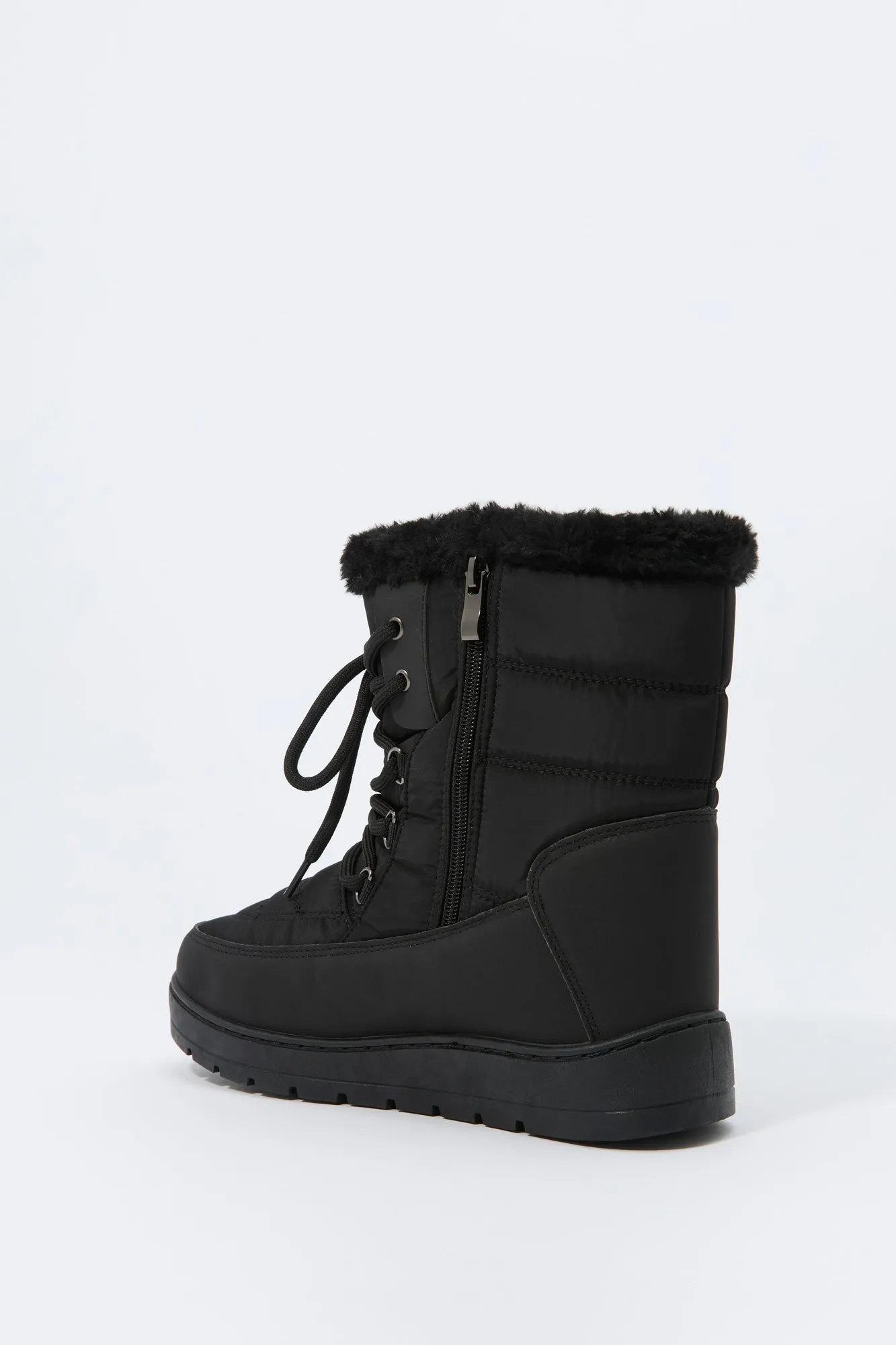 Faux Fur Collared Lace Up Winter Boot