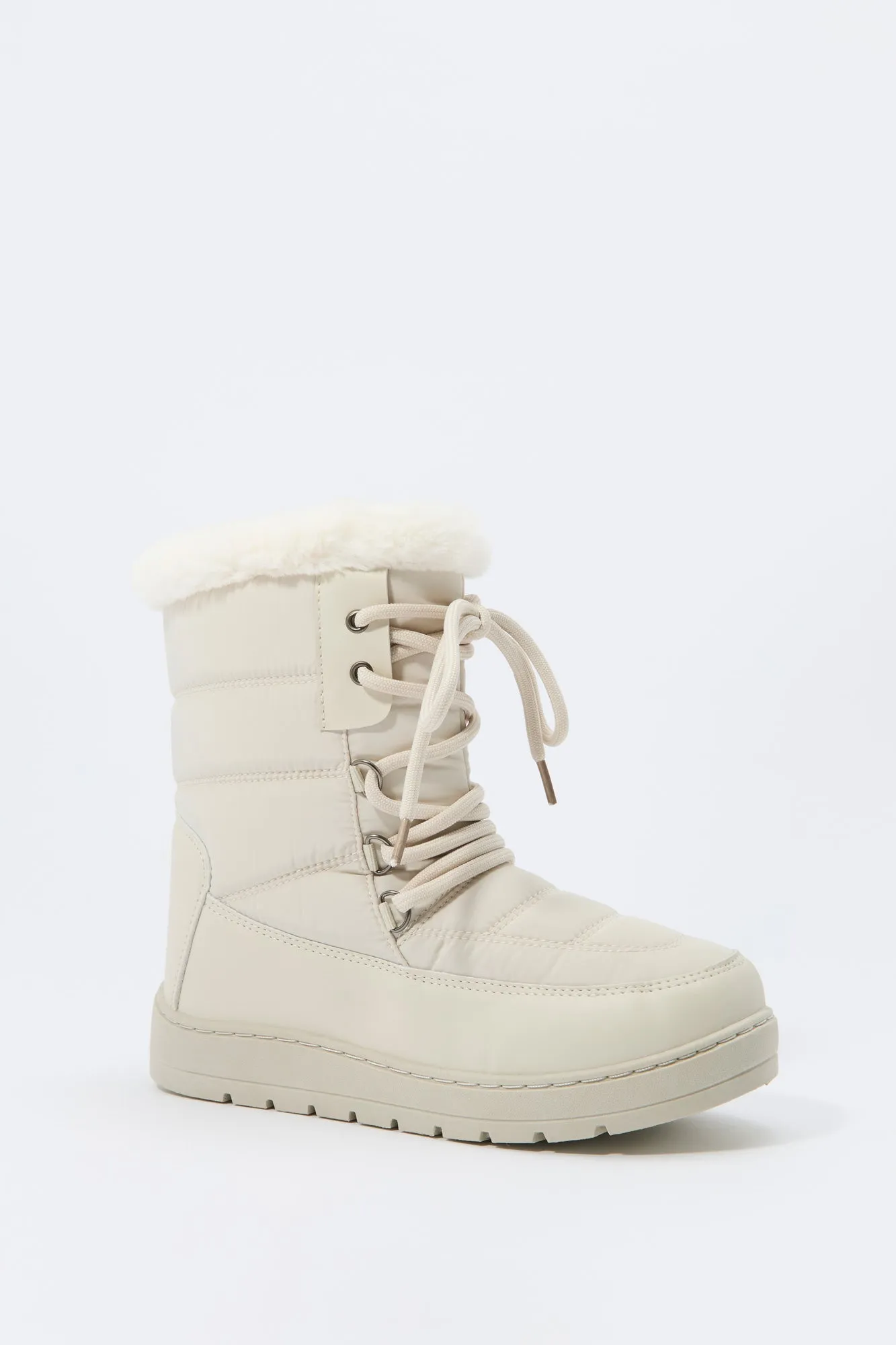 Faux Fur Collared Lace Up Winter Boot