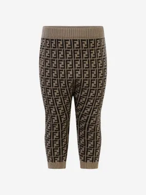 Fendi Fendi Baby Brown Cotton & Cashmere Logo Bottoms