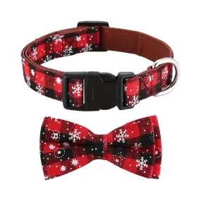 Festive Christmas Dog Collar with Detachable Bow Tie (Red) - Small