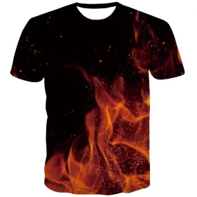 Fire T shirts Men Smoke T-shirts Graphic Casual Tshirt Printed Flame Tshirts Cool Graphic T-shirts 3d Short Sleeve T shirts Mens