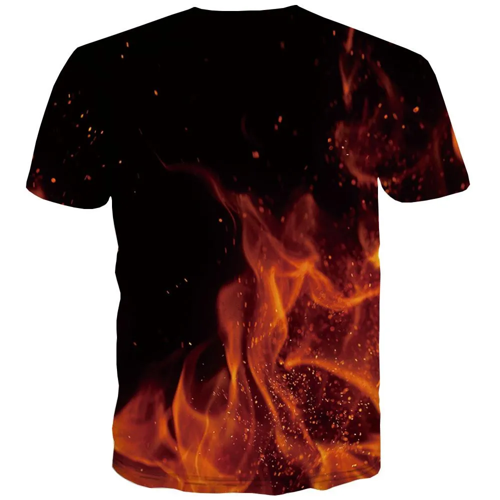 Fire T shirts Men Smoke T-shirts Graphic Casual Tshirt Printed Flame Tshirts Cool Graphic T-shirts 3d Short Sleeve T shirts Mens