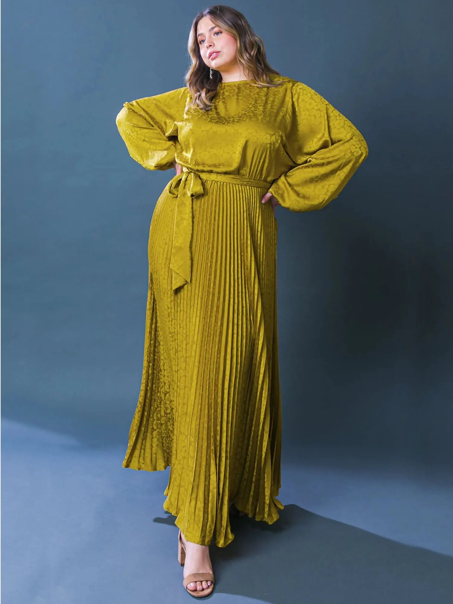 Flying Tomato Plus Crew Neck Pleated Maxi Dress - Brands We Love