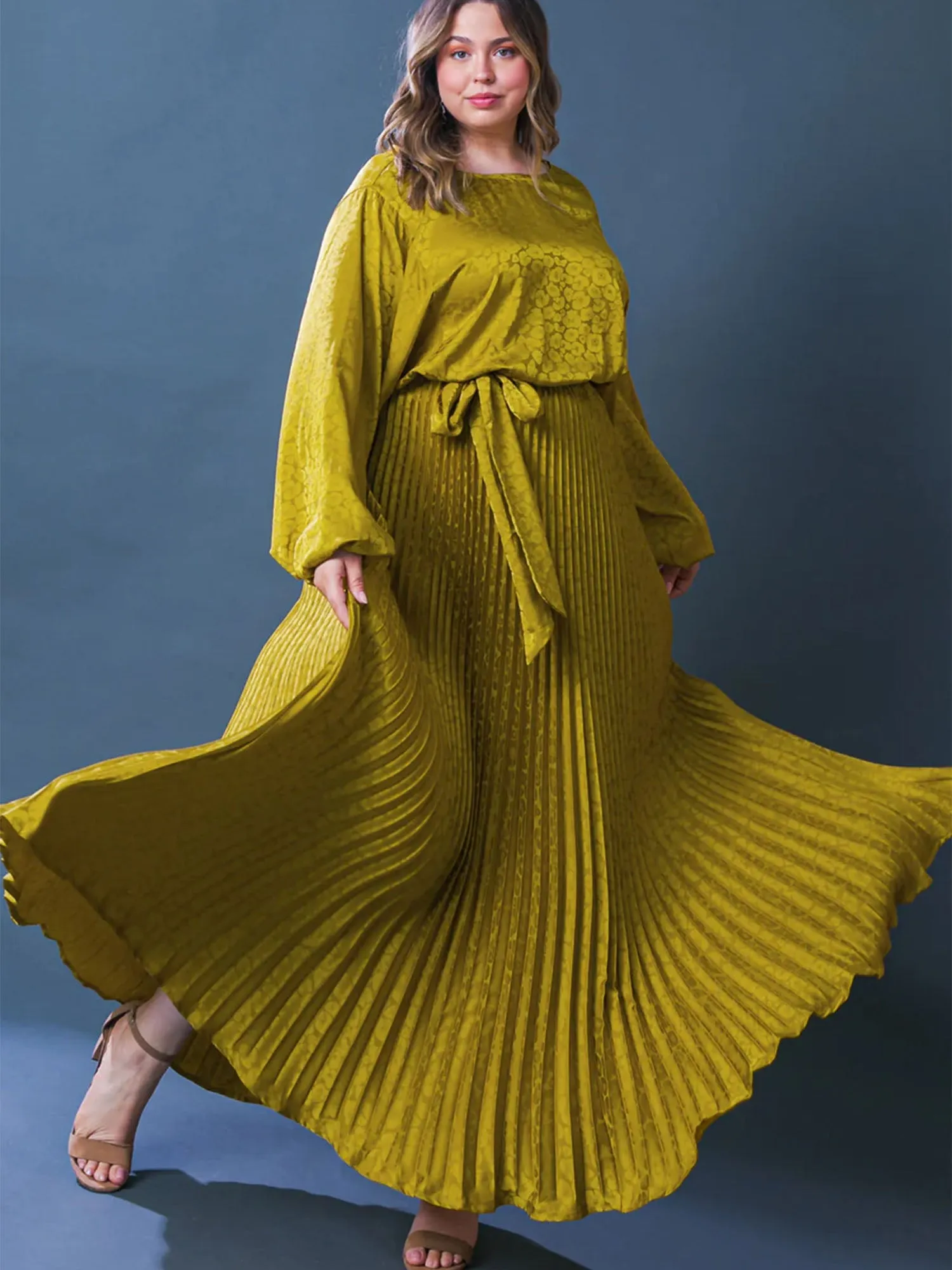 Flying Tomato Plus Crew Neck Pleated Maxi Dress - Brands We Love