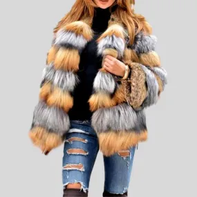 Genuine Natural Real Fur Red & Silver Fox Fur Coat