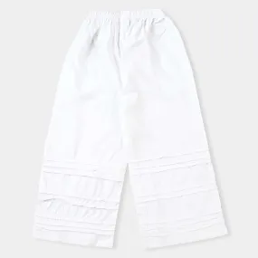 Girls Cotton Pleated Culotte-White