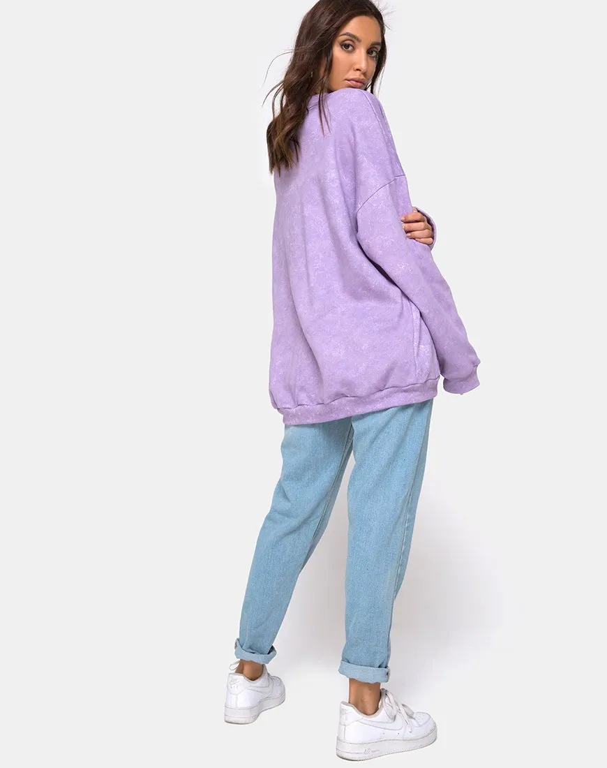 Glo Sweatshirt in Purple Acid Wash