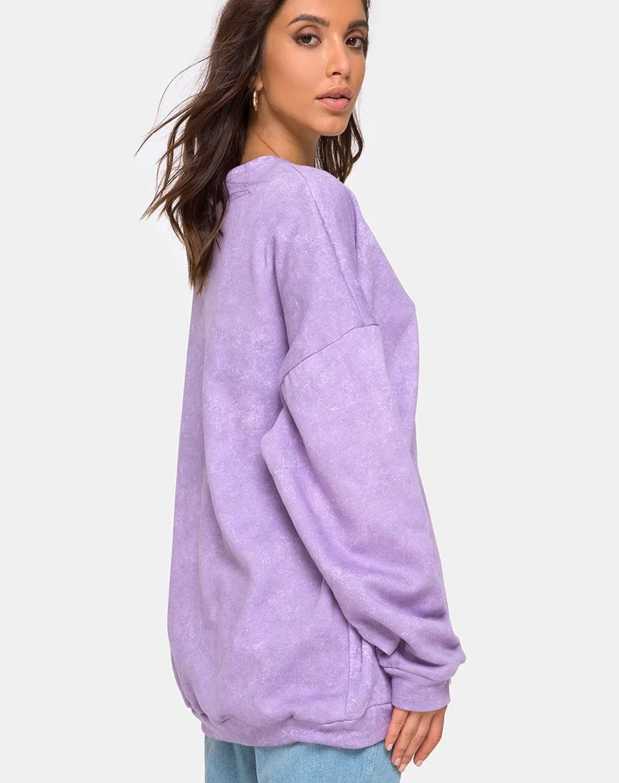 Glo Sweatshirt in Purple Acid Wash