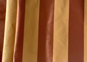 Golden Flax & Cordovan 2" Striped Crisp Silk Taffeta (Made in Italy)