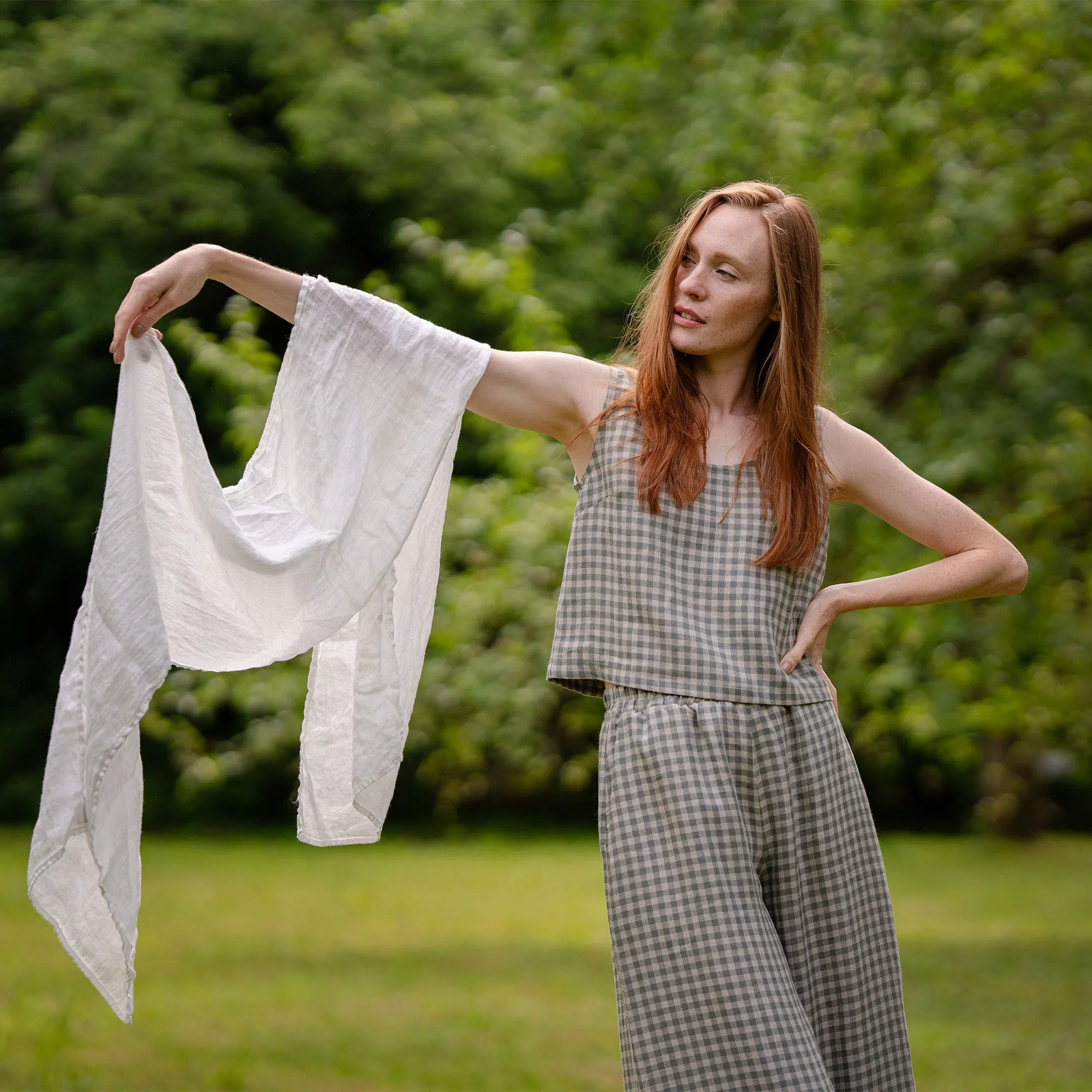 Green Gingham Crop Top & Culottes 2-Piece