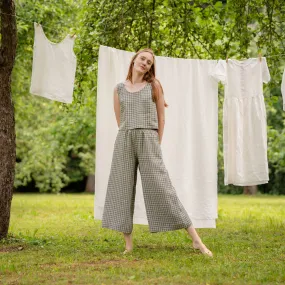 Green Gingham Crop Top & Culottes 2-Piece