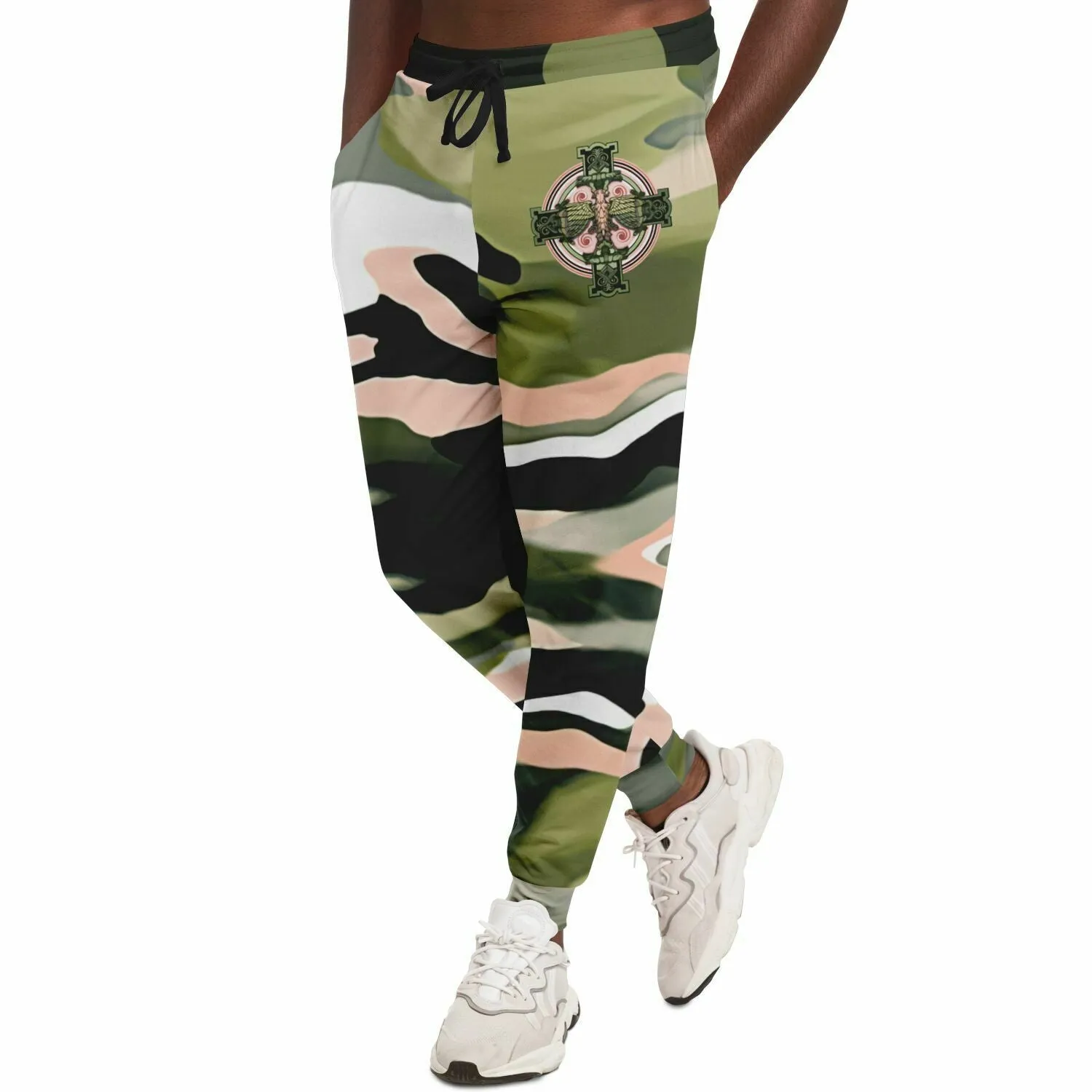 Green Mirage Celtic Cross Eco-Poly Camo Unisex Joggers