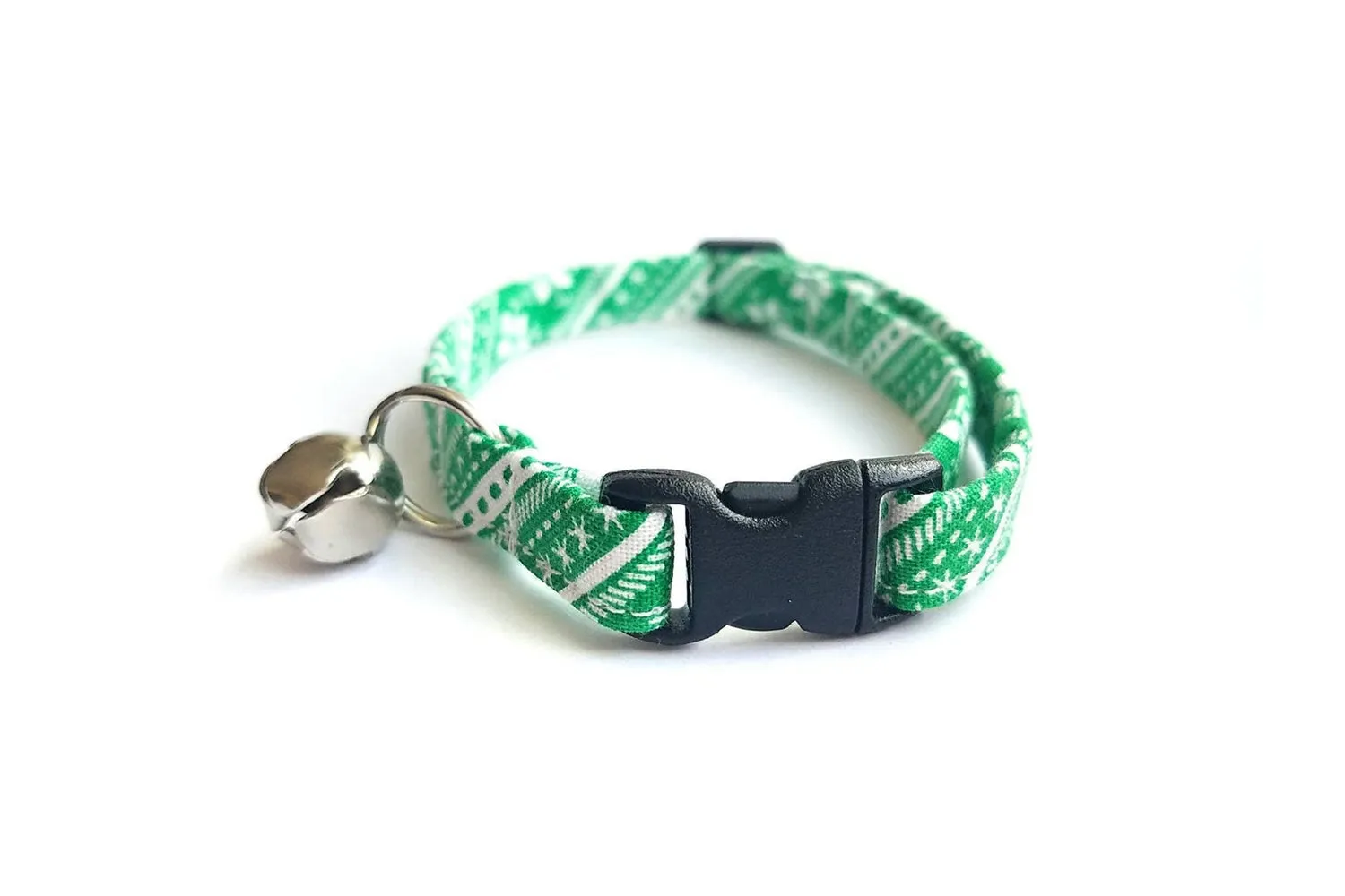 Green Nordic Stripe Winter Cat Collar