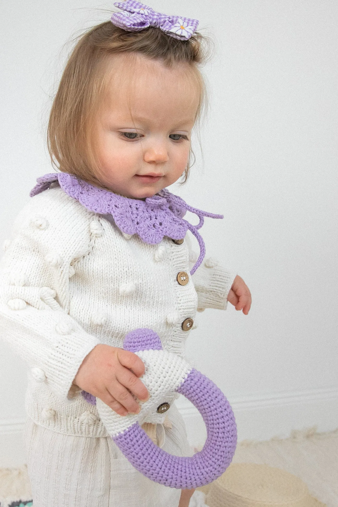 Handknitted Collar | Lilac | Made with Organic Cotton Yarn