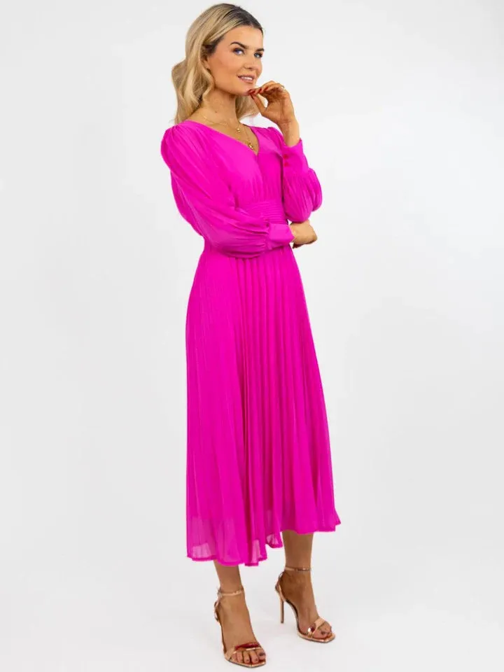 HANNAH MIDI DRESS (CERISE PINK)