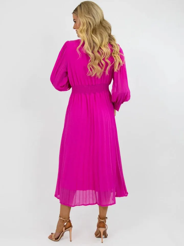 HANNAH MIDI DRESS (CERISE PINK)