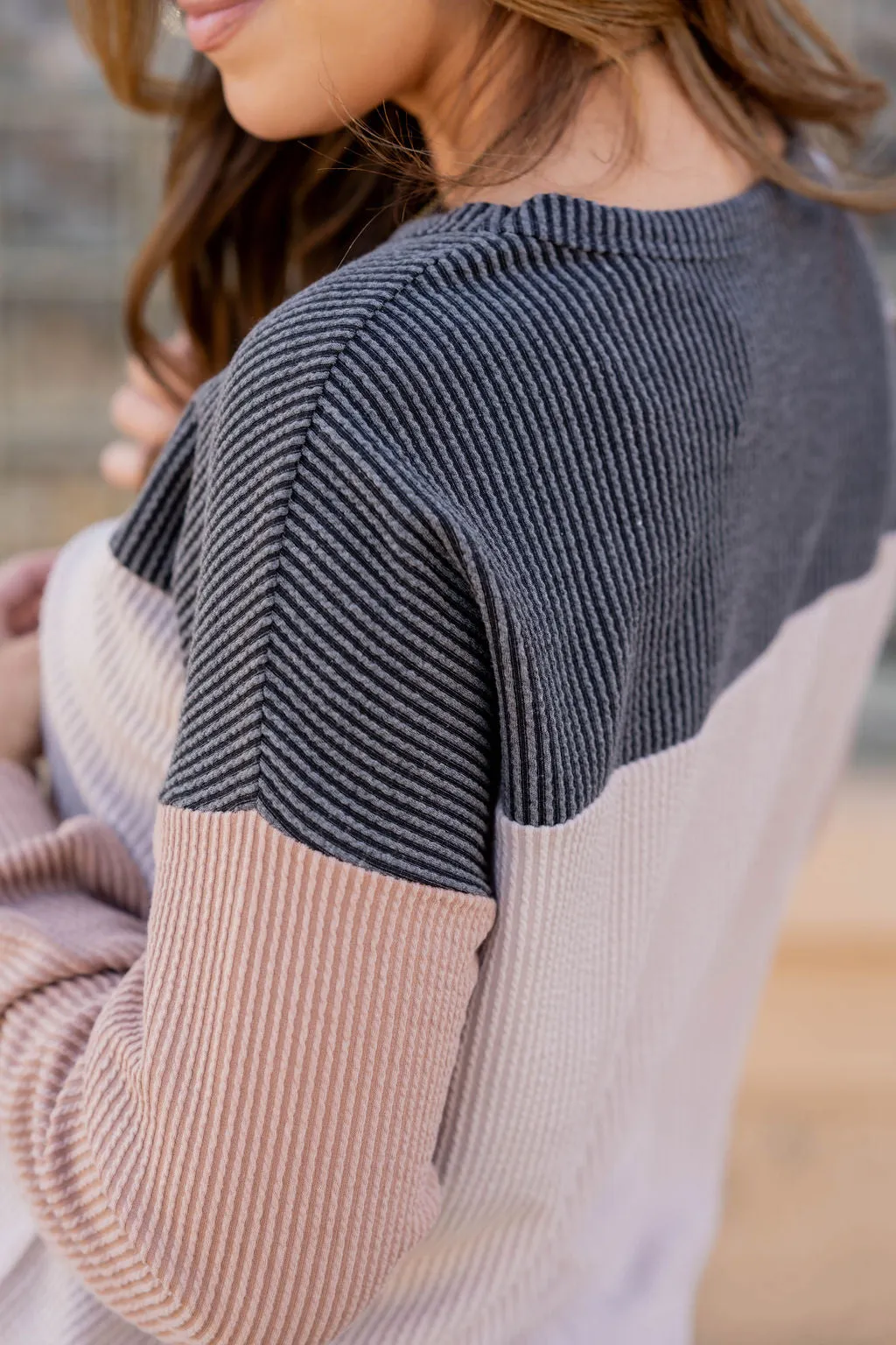 Heavily Ribbed Tri Color Tee