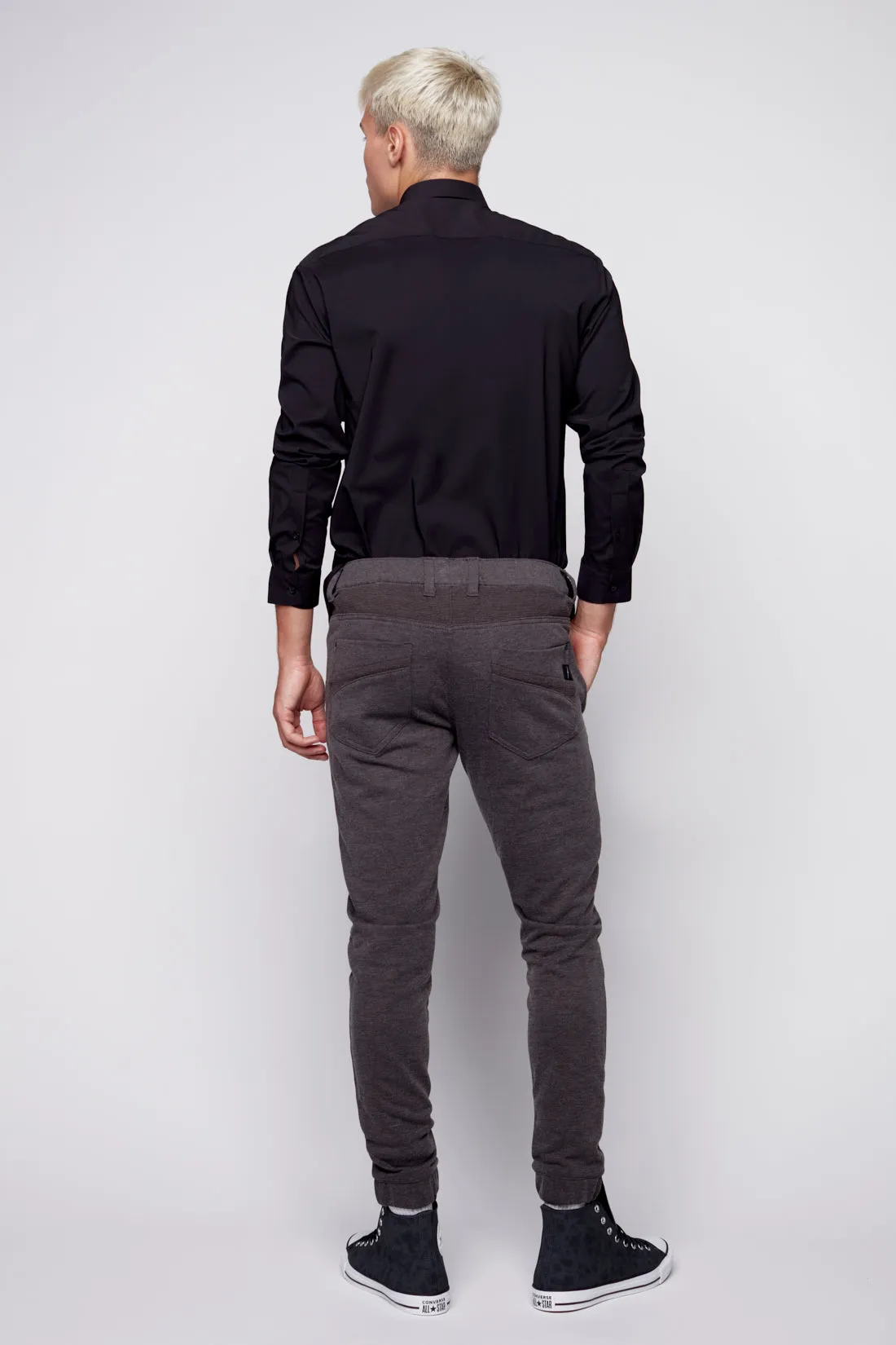 HENDRIX - 5 Pocket Moto Stitch French Terry Jogger - Dark Grey