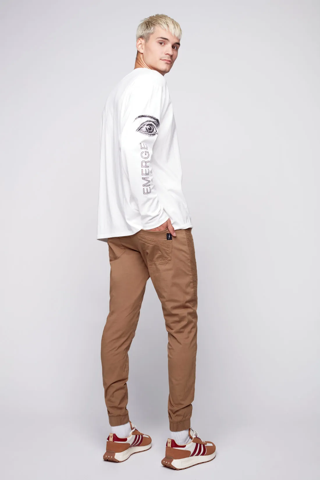 HENDRIX - 5 Pocket Moto Stitch Jogger - Beige