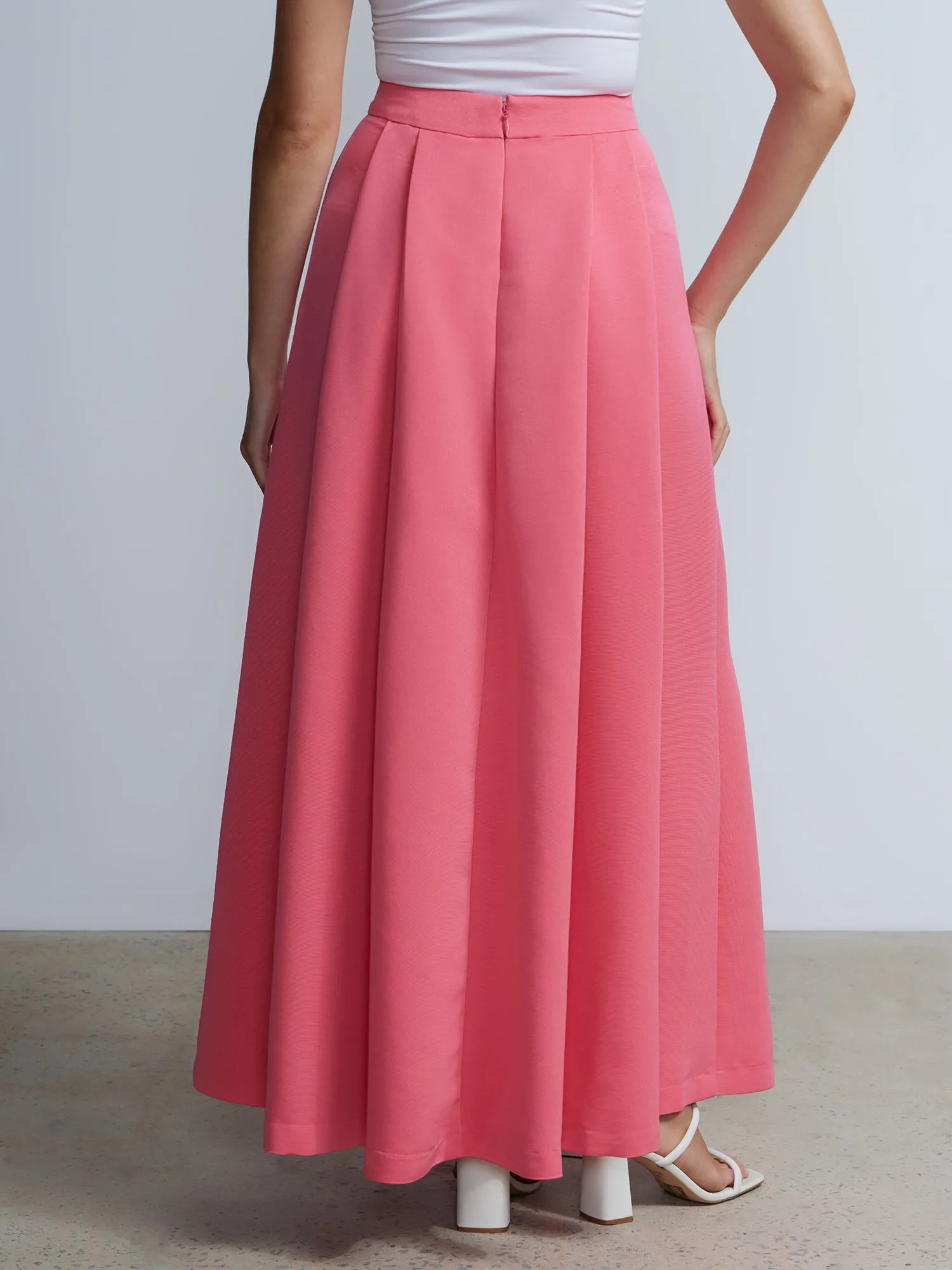 High Rise Pleated Maxi Skirt