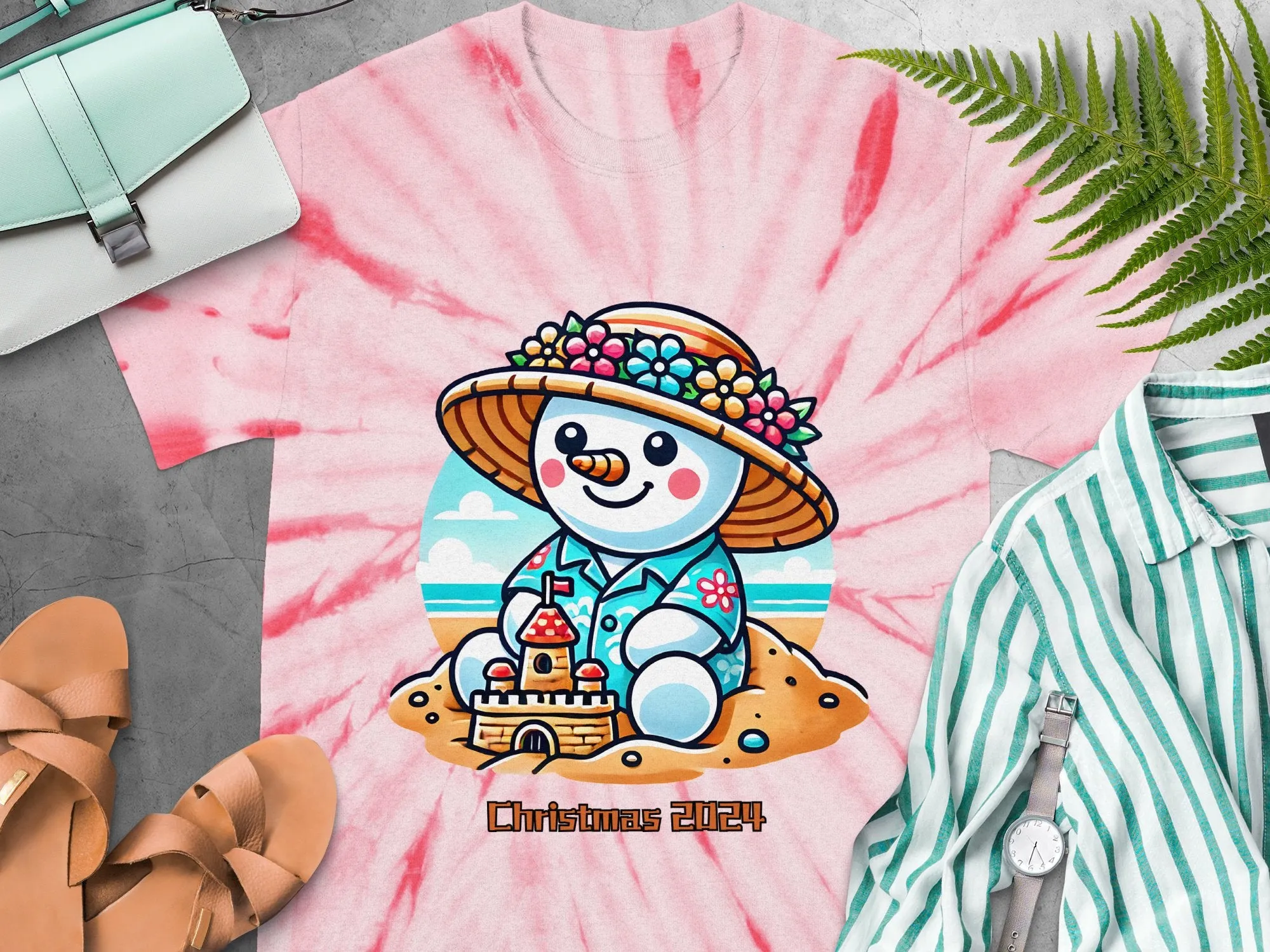 Holiday Beach Snowman Christmas 2024 T-Shirts