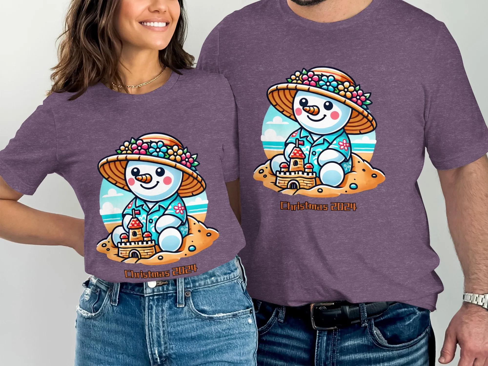 Holiday Beach Snowman Christmas 2024 T-Shirts