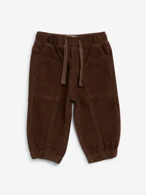 HOP Baby Brown Corduroy Mid-Rise Cotton Blend Joggers