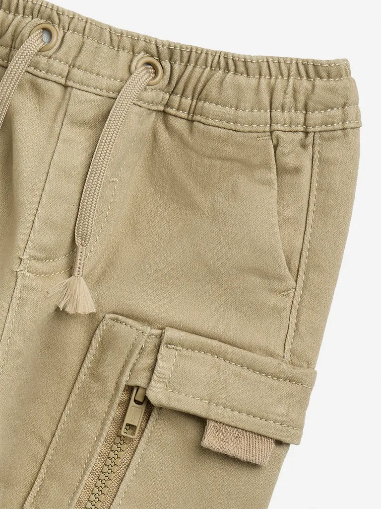 HOP Baby Dark Beige Relaxed-Fit Mid-Rise Joggers