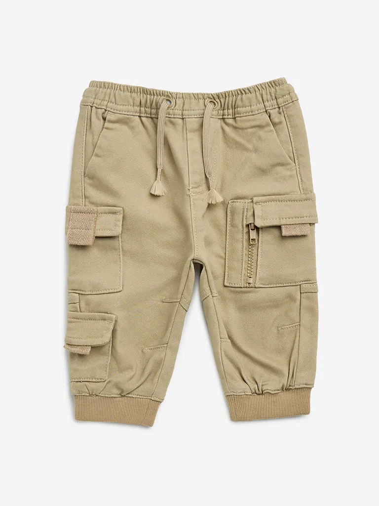 HOP Baby Dark Beige Relaxed-Fit Mid-Rise Joggers