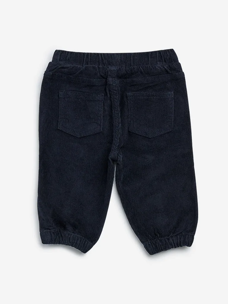 HOP Baby Navy Corduroy Mid-Rise Cotton Blend Joggers