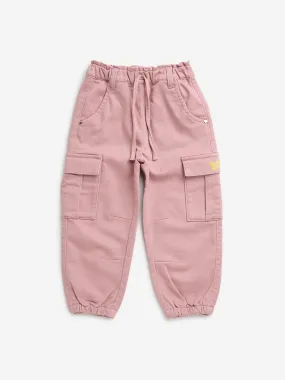 HOP Kids Pink Mid-Rise Cotton Blend Joggers