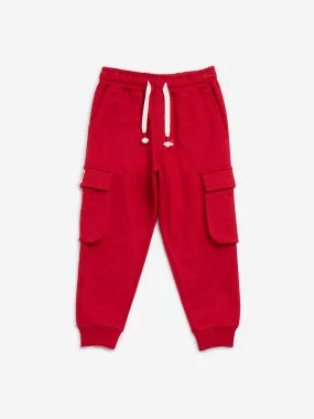 HOP Kids Red Cargo-Style Mid-Rise Joggers