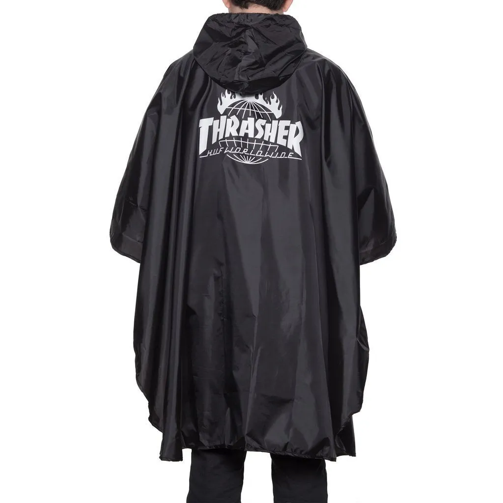 HUF X THRASHER PACKABLE PONCHO // BLACK