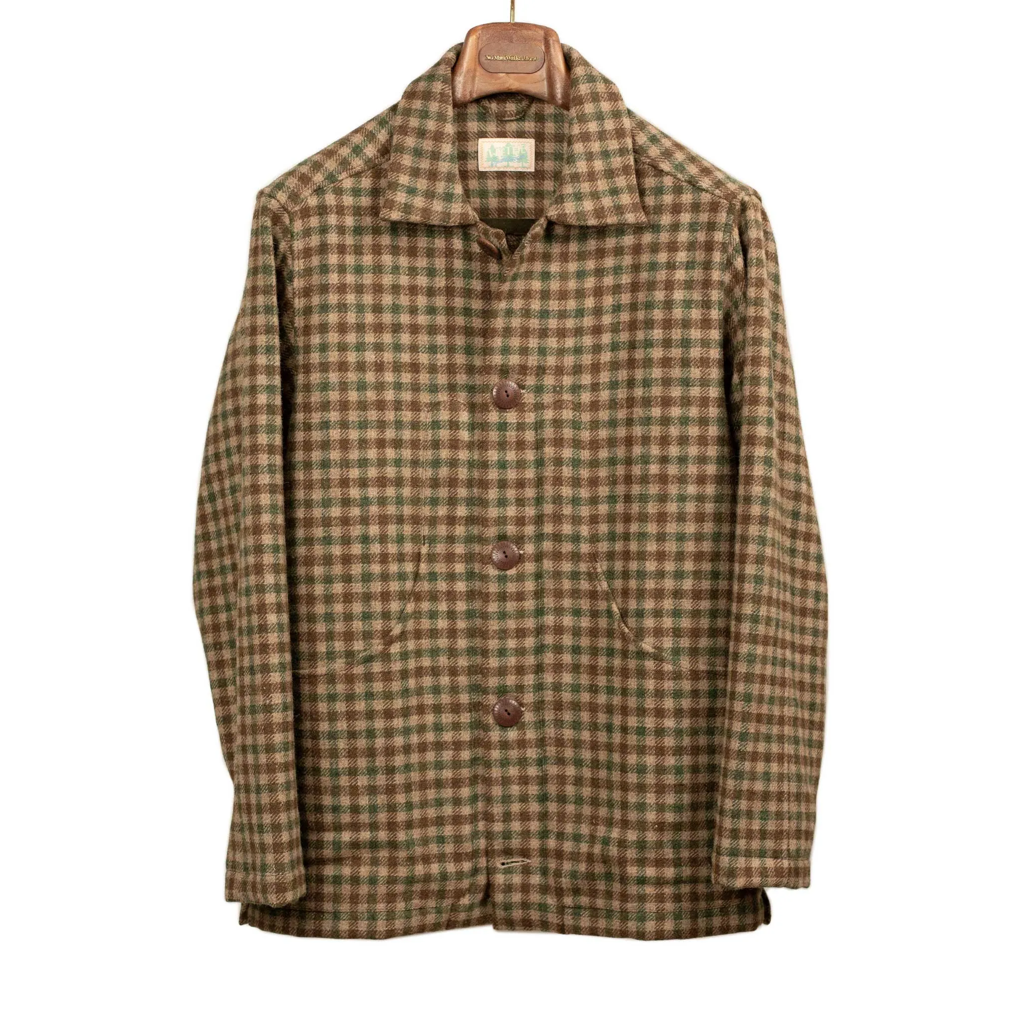 Hunting jacket in brown Buffalo check Shetland wool tweed