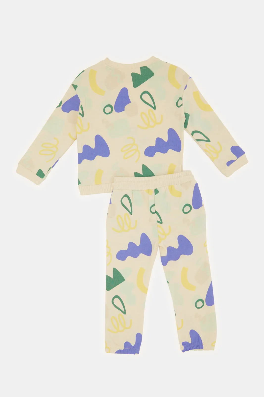 Infant Boys Ecru Splash Printed Jogging Suit Set (2 Piece)