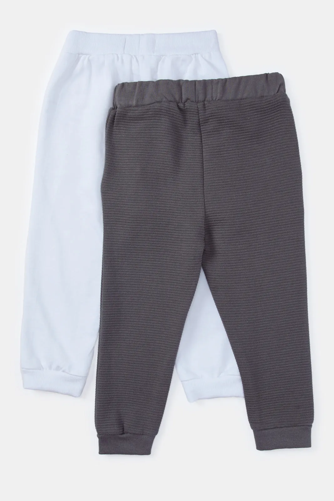 Infant Boys Grey And White Joggers Set (Pack of 2)