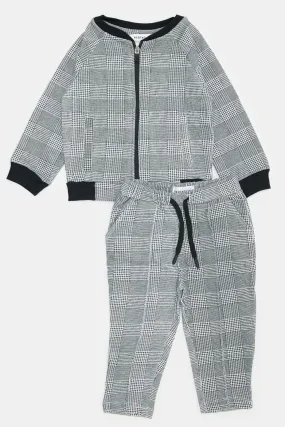 Infant Boys Grey Jacquard Jogging Suit Set (2 Piece)