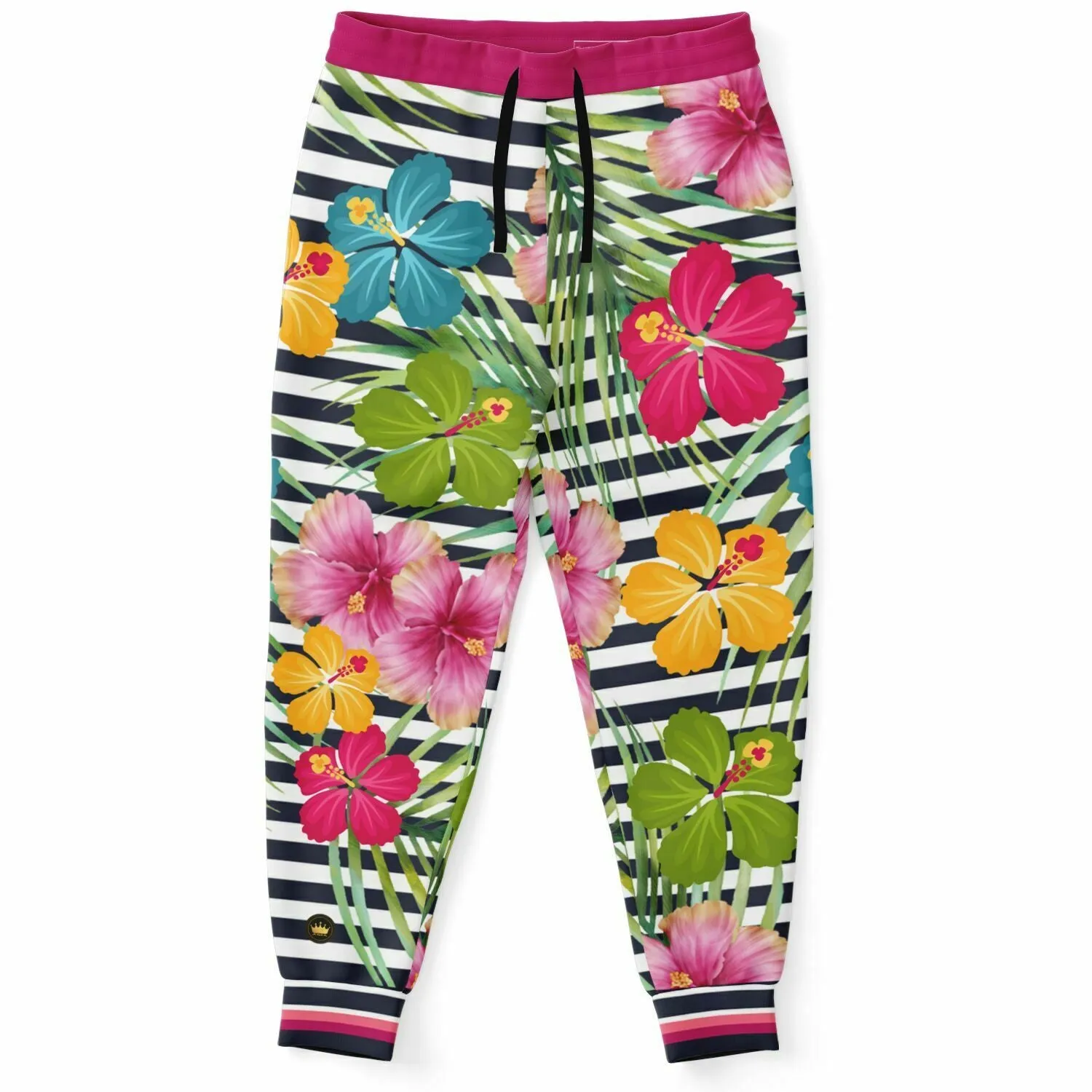 Jailhouse Plumeria Floral Stripe Eco-Poly Unisex Joggers